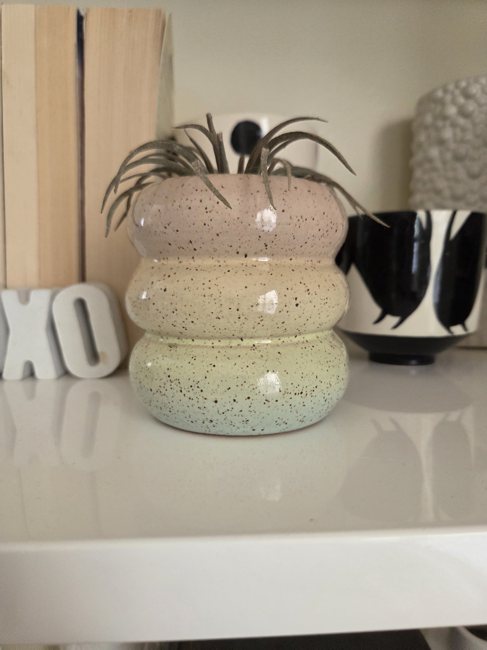 Mudwitch Handmade Speckled Ceramic Planter Trippy Chubby Vase cup matcha Art